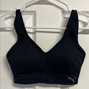 Puma Black Racerback Sports Bra with V-Neck
